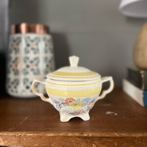 Vintage Floral Sugar Bowl with Lid